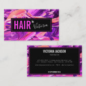 Haarstylist Salon Modern Abstract Neon Pink Chic Visitekaartje (Voorkant / Achterkant)