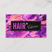 Haarstylist Salon Modern Abstract Neon Pink Chic Visitekaartje (Voorkant)