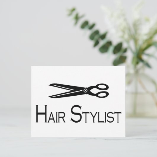 Haarstylist (schaar) briefkaart (Staand voorkant)