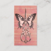 Haarstylist  schaar Butterfly roze salon Visitekaartje (Voorkant)