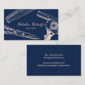 Haarstylist  schaar Comb Hair Dryer Navy Visitekaartje (Voorkant / Achterkant)