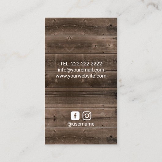 Haarstylist schaar en bloem hout visitekaartje (Achterkant)