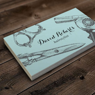 Haarstylist  schaar- en haardroger Blauwgroen Visitekaartje