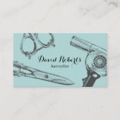 Haarstylist  schaar- en haardroger Blauwgroen Visitekaartje (Voorkant)