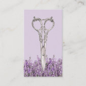Haarstylist  schaar- en lavenderventiel visitekaartje (Voorkant)