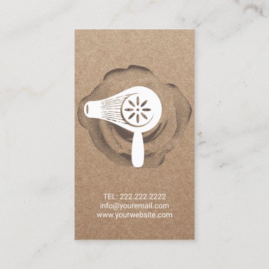 Haarstylist schaar en ventilator Rustic Kraft Visitekaartje (Achterkant)