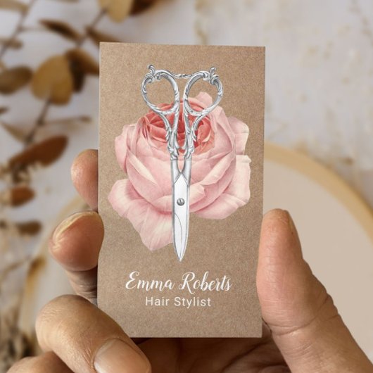 Haarstylist  schaar en ventilatorsalon Kraft Visitekaartje