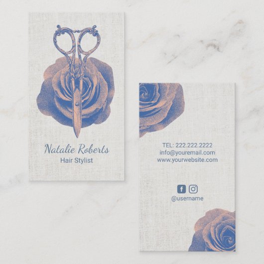 Haarstylist  schaar en ventilatorzout visitekaartje (Voorkant / Achterkant)