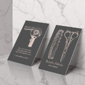 Haarstylist  schaar & kam roze & grijs visitekaartje