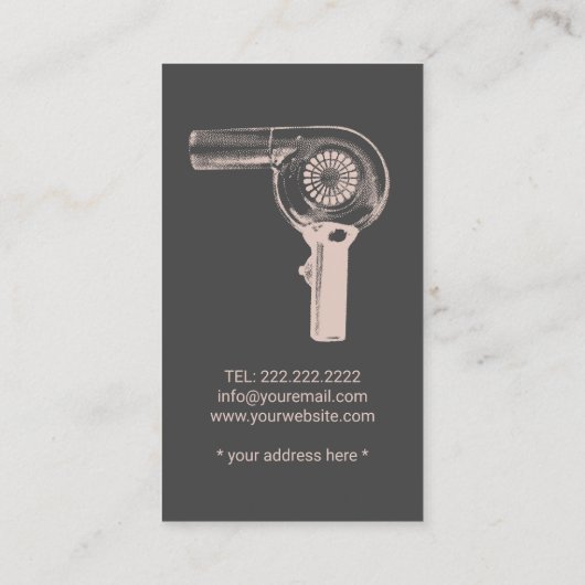 Haarstylist  schaar & kam roze & grijs visitekaartje (Achterkant)