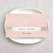 Haarstylist Schaar Logo FAUX Sequin Roze Salon 2 Visitekaartje