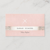 Haarstylist Schaar Logo FAUX Sequin Roze Salon 2 Visitekaartje (Voorkant)