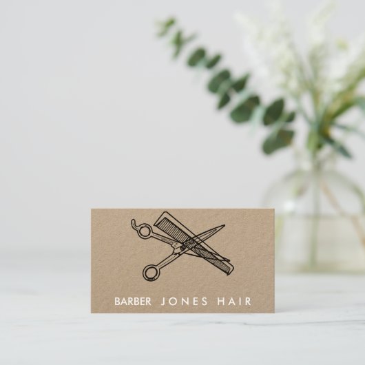 Haarstylist Schaar moderne zwarte kapsalon Visitekaartje (Staand voorkant)