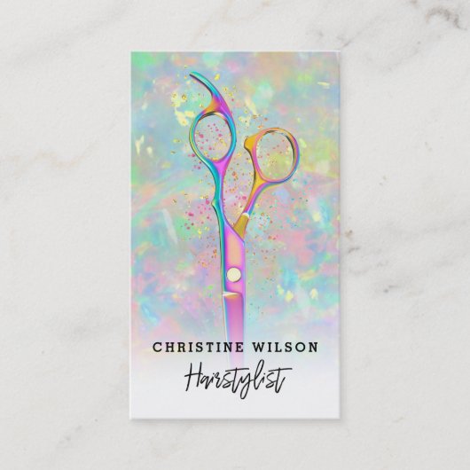 Haarstylist schaar op opaal steen visitekaartje (Voorkant)