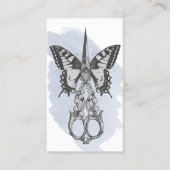 Haarstylist schaar-vlinderWaterverf Visitekaartje (Voorkant)