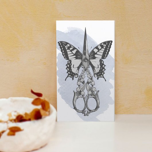 Haarstylist schaar-vlinderWaterverf Visitekaartje