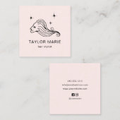 Haarstylist Schattige Girly Minimalist Blush Pink Vierkante Visitekaartje (Voorkant / Achterkant)