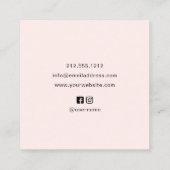 Haarstylist Schattige Girly Minimalist Blush Pink Vierkante Visitekaartje (Achterkant)