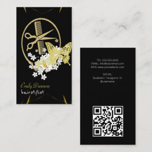 Haarstylist Schattige Schaar & Vlinders QR Code Bu Visitekaartje