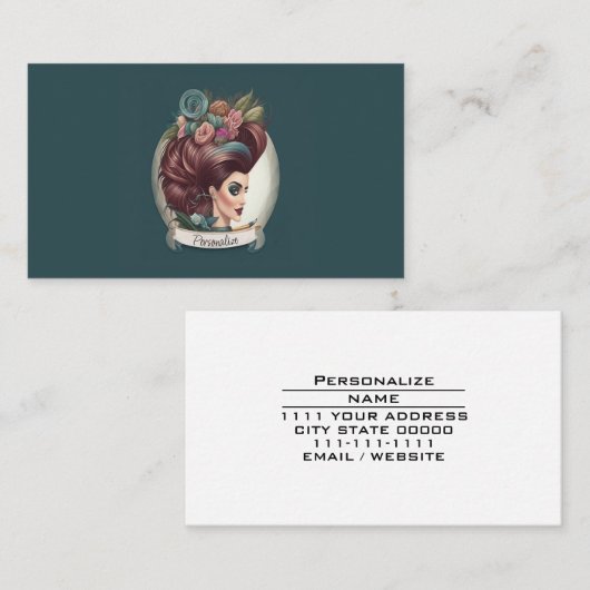 Haarstylist schoonheidssalon salon cosmetica winke visitekaartje (Voorkant / Achterkant)