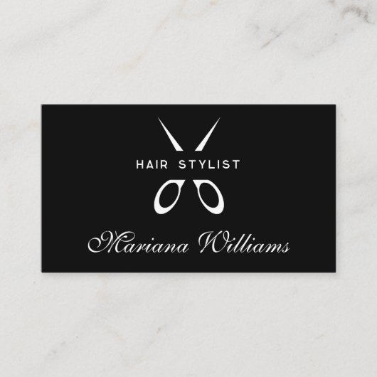 haarstylist Scissor qr code zwart minimal simple Visitekaartje (Voorkant)