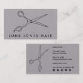 Haarstylist Scissors Chic Drawing Barber Minimal Visitekaartje (Voorkant / Achterkant)