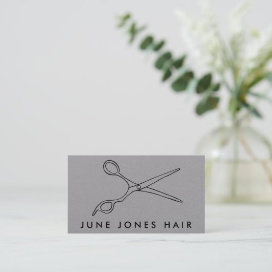 Haarstylist Scissors Chic Drawing Barber Minimal Visitekaartje (Staand voorkant)