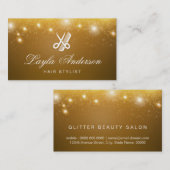 Haarstylist Scissors Comb - Gold Stars Sparkles Visitekaartje (Voorkant / Achterkant)