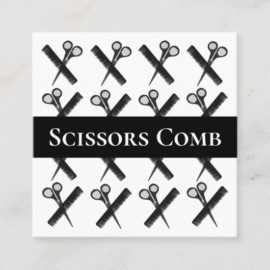 Haarstylist Scissors Comb Haarstylist Salon Vierkante Visitekaartje (Voorkant)