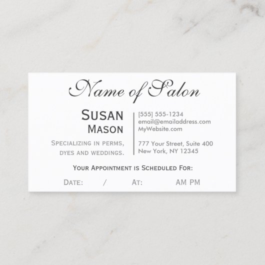 Haarstylist Scissors Glitter Glam Afsprakenkaartje (Achterkant)