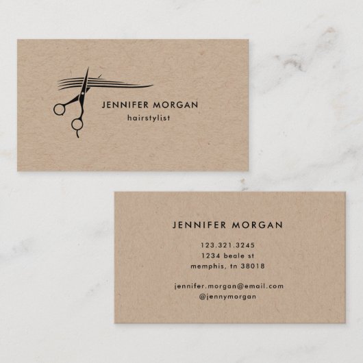 Haarstylist Scissors Kraft Visitekaartje (Voorkant / Achterkant)