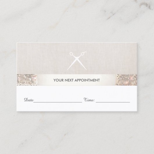 Haarstylist Scissors Sequin Salon Appointment Card Afsprakenkaartje (Voorkant)