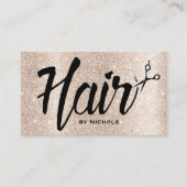 Haarstylist Script Modern Beige Glitter Afsprakenkaartje (Voorkant)