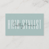 Haarstylist Script Naam Stofblauw QR Code Visitekaartje (Voorkant)