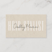 Haarstylist Script Naam Tan QR Code Visitekaartje (Voorkant)