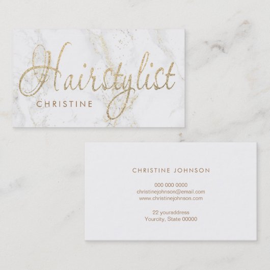 Haarstylist script op marmer visitekaartje (Voorkant / Achterkant)
