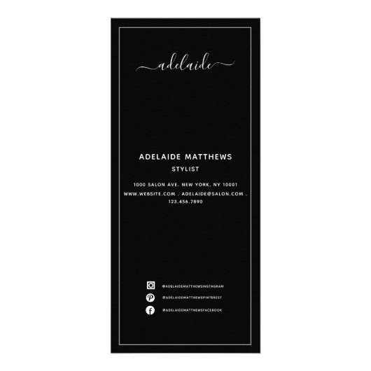 Haarstylist Service Menu Modern Black Price List (Voorkant)