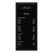 Haarstylist Service Menu Modern Black Price List (Achterkant)