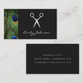 Haarstylist Shears Peacock Print Visitekaartje (Voorkant / Achterkant)