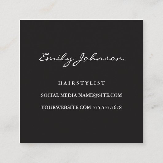 Haarstylist Shears Pink Waterverf Vierkante Visitekaartje (Achterkant)