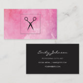 Haarstylist Shears Pink Waterverf Visitekaartje (Voorkant / Achterkant)