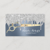 Haarstylist Silver Dusty Blue Beauty Salon Visitekaartje (Voorkant)