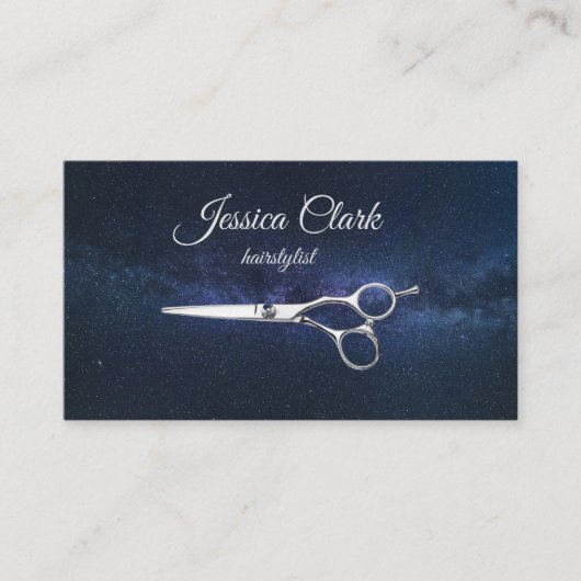 Haarstylist Silver Scissors op Royal Blue Sky Busi Visitekaartje (Voorkant)