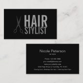 Haarstylist - Silver Scissors zwarte achtergrond Visitekaartje (Voorkant / Achterkant)
