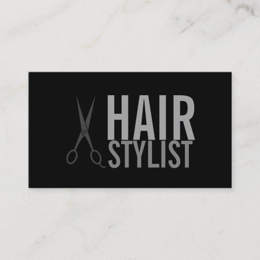 Haarstylist - Silver Scissors zwarte achtergrond Visitekaartje (Voorkant)