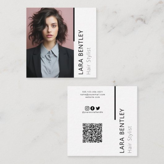 Haarstylist social media QR code visitekaartje (Voorkant / Achterkant)
