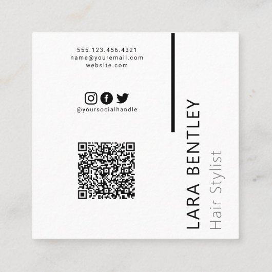 Haarstylist social media QR code visitekaartje (Achterkant)