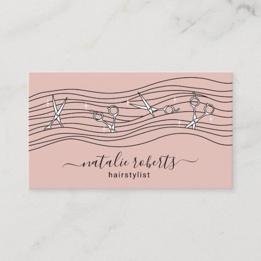Haarstylist stromende schaar Blush roze zout Visitekaartje (Voorkant)