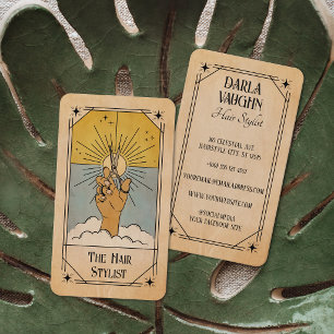 Haarstylist Tarotkaart Illustratie Hemelse Zon Visitekaartje