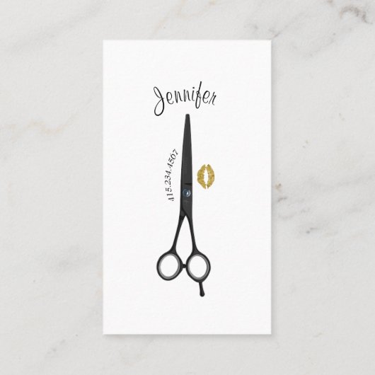 Haarstylist Tekening Lang Haar Rode Lippen Visitekaartje (Achterkant)